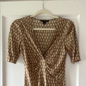 Banana Republic Tan Puff Sleeve Midi Dress